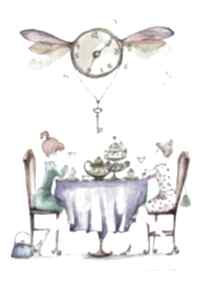 Akwarela, przyjaciółki zegar dekoracja kawiarnia kobiety adriana laube art