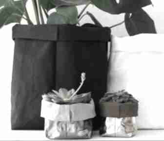 Czarna duża osłonka na doniczkę pak XXL worek dekoracyjny dekoracje pracownia kwiatek prezent