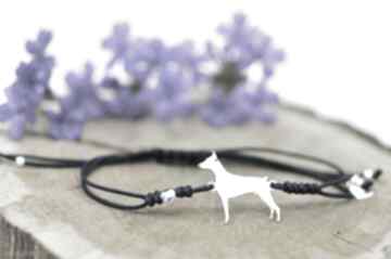 Doberman pinczer - bransoletka, srebro 925 pasją i pędzlem pies, z psem, biżuteria sznurkowa