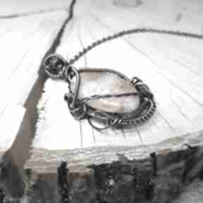 m182 naszyjniki jan art kamień słoneczny, wire wrapping, rękodzieło, miedź, biżuteria
