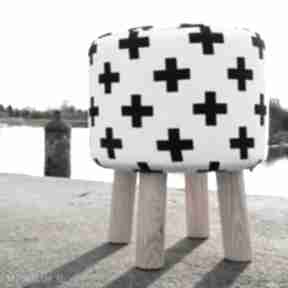 Pufa czarne krzyżyki - 36 cm owca store, stołek, taboret, ryczka, siedzisko, hocker