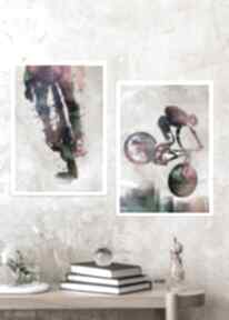 Rowerzyści, sportowe - 2 prace A4 justyna jaszke A4, plakaty, grafika rower