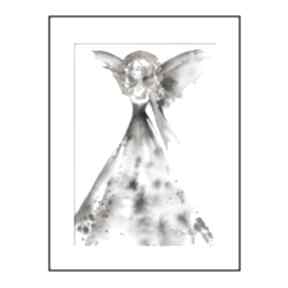 Grafika z cyklu w złotej aureoli" format A4 ajan art anioł, aniołek, prezent, chrzest, ślub