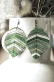 Duże zielone listki szkocja pintura bardzo kolczyki, lekka biżuteria, pomysł na prezent