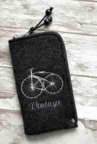Filcowe na telefon - bike happy art etui, smartfon, retro, vintage, rower, prezent
