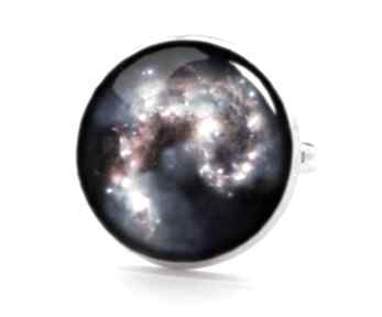 Nebula - pierścionek regulowany eggin egg, kosmos, grafiką, szklany