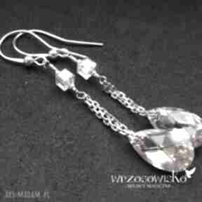 Pink silver wrzosowisko swarovski, srebro, kolczyki