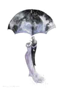 "czarodzieje" artystki plastyka laube adriana art akwarela, kosmos, pod parasolem, zakochani