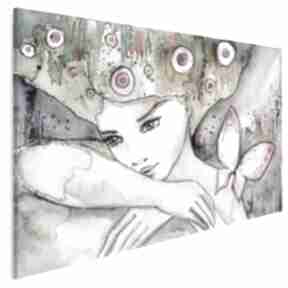 Obraz na płótnie - 120x80 cm 22701 vaku dsgn kobieta, motyl, artystyczny, nowoczesny, twarz