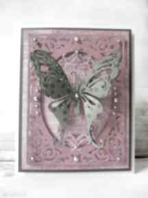 Zielony scrapbooking kartki marbella motyl, życzenia, gratulacje, podziękowania, urodziny