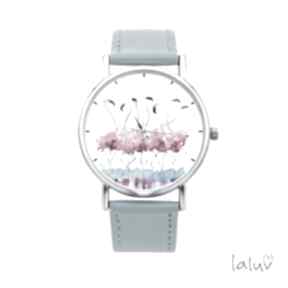 Zegarek z grafiką flamingi zegarki laluv prezent, ptaki, różowe, kolorowe
