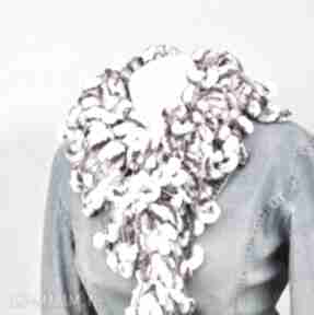Pom pon scarf - bakłażan z bielą szaliki pro self oberżyna, biały, owijak, oryginalny