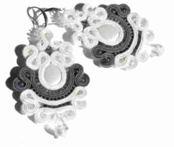 Beza z jagodami - kolczyki sutasz bagatella soutache, ślub, wedding, kryształ