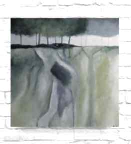 Abstrakcyja z drzewami - obraz akrylowy formatu 40 40cm paulina lebida, drzewa, kwadrat