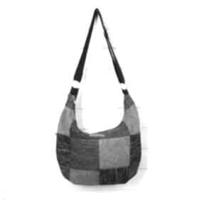 Torba hobo patchwork na ramie listonoszka w kolorze szarym go deco torebka, prezent, pojemna