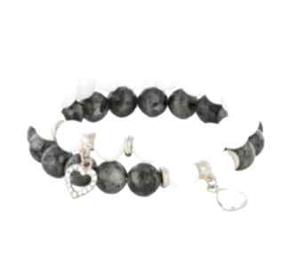 Moon jade black labradorite set jadeit labradoryt serce kropla