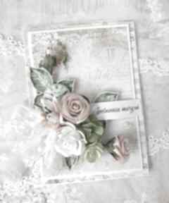 Urodziny, vintage, shabby chic kartka na róże: w pudełku scrapbooking