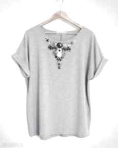 Button t-shirt koszulka oversize creo, guziki, szara