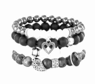 Steel moon black set jadeit labradoryt blackstone onyks zestaw