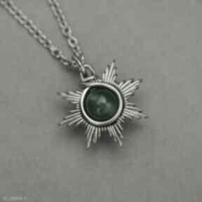Mały wisiorek słoneczko zielony onyks wire wrapping słońce wisiorki agata rozanska, biżuteria
