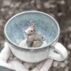 z królika poranna mgiełka ok 400 ml ceramika azul horse na królikiem, niebieska filiżanka