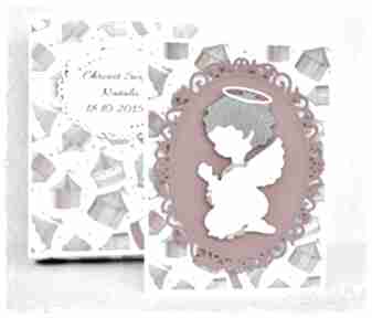 Na z personalizacją scrapbooking wrzosowisko kartka, chrzest, pamiątka, chrztu, dzzziecko