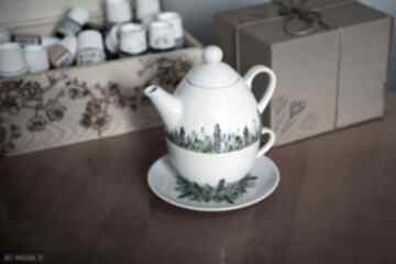 Zestaw do - tea for one wiosenna łąka ceramika pracownia szafran prezent dla niej, porcelana