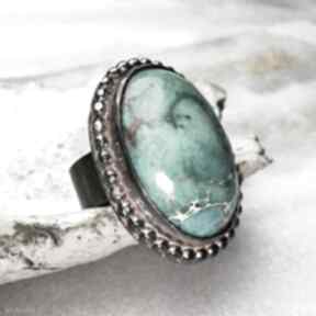 Srebrny pierścionek z jaspisem cesarskim a969 artseko owalny, pierścień z niebieski pamiątkowy