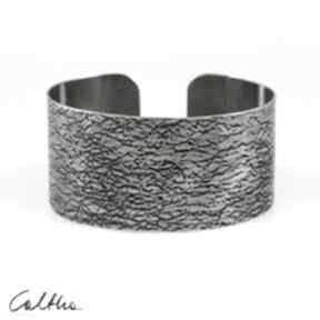 Siatka - metalowa bransoleta 180107-03 caltha, szeroka, duża w kolorze srebra, regulowana