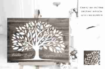 Rustykalna alternatywna weselnych - drzewo 55x80 księgi kreatywne wesele wpisów, gości, drzewko