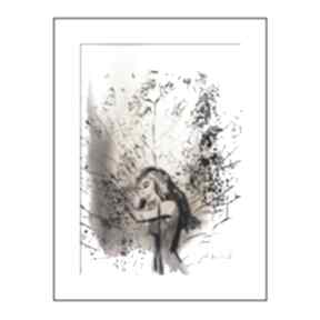 "obecność" 21cm x 30cm ajan art kobieta, drzewo, abstrakcja, A4, akwarela, obrazy