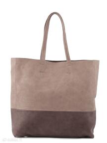 Torba bag paris 10-04 light brown na ramię vera bags shopper, dwuczęściowa, dwukolorowa