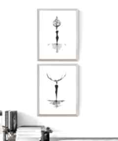 Zestaw 2 oryginalnych białych A4, abstrakcja, elegancki minimalizm art krystyna siwek obrazy
