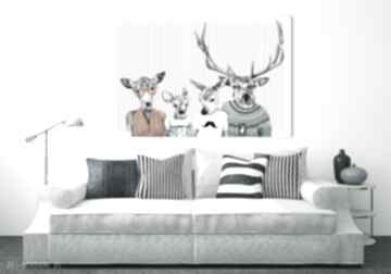 Obraz na płótnie - 120x80cm rodzina jeleni córka z synem 2 wysyłka w 24h 02264 ludesign gallery