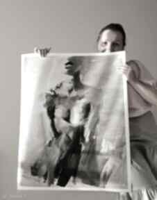 Woman - 87x69cm galeria alina louka kobieta plakat, obraz - czarno biała grafika kobieca
