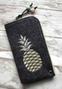 Filcowe etui na telefon - pineapple happy art smartfon, pokrowiec, modne, koraliki, ananasy