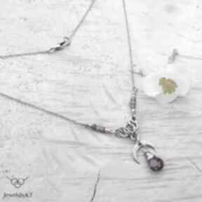 Lunula z różem - naszyjnik naszyjniki jewelsbykt srebrny - delikatna biżuteria, z kamieniami