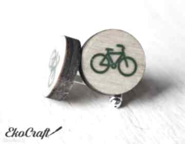 Drewniane spinki do mankietów rower seria color eko craft, kolorowy, lekkie, ekologiczne