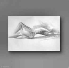 Peniuar - 100x70 galeria alina louka kobieta szkic - duży obraz do sypialni, grafika kobieca