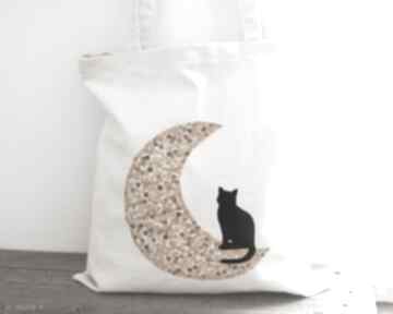 Ekotorba z ręcznie malowanym kotem na ramię tsomoriridesign, torba z malowana, shopper