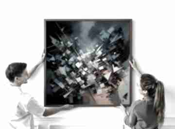 Plakat metropolia w kwadracie - abstrakcja do salonu format 30x40 cm hogstudio