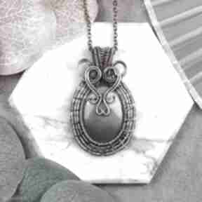 Miedziany wisiorek wire wrapping mookaitem #540 kamieniem amulet