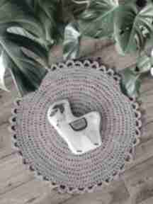 Okrągły dywanik - ze sznurka, do pokoju dziecęceg fioletowy boho, styl skandynawski hygge