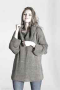 Obszerny sweter z golfem - swe219 mocca mkm swetry, z onesize, uniwersalny brązowy