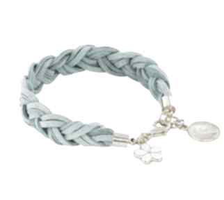 Braid baby blue gold rzemyk kwiatek bransoletka zaplatana warkocz