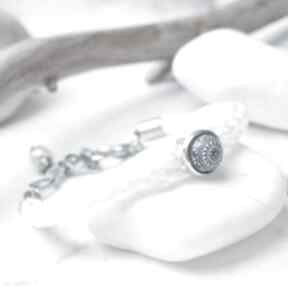 Bransoletka z mozaiką silvella perła, perełki, nowoczesna, modernistyczna bransoleta