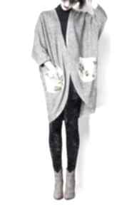 Ciepły płaszcz z wełny swetry kasia miciak design sweter, oversize, kwiaty
