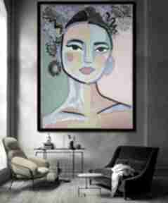 Duży obraz akryl na płótnie hiszpanka portret kobiety fowizm carmenlotsu do salonu, obrazy