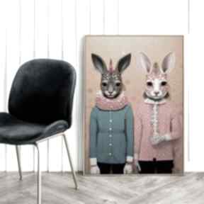 zwierzęcy duet - format 50x70 cm plakaty hogstudio modny plakat, do salonu, na prezent