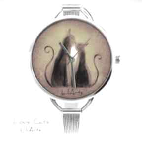 Bransoletka zegarek: kotki, metalowy, modny - prezent zegarki
